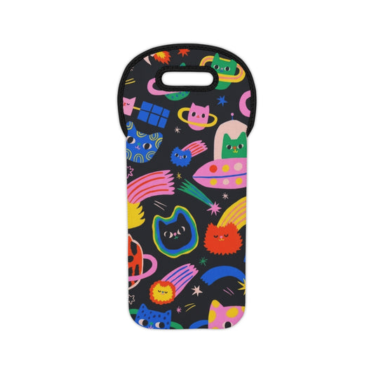 Wine Tote — Colorful Space Cats Bottle Carrier