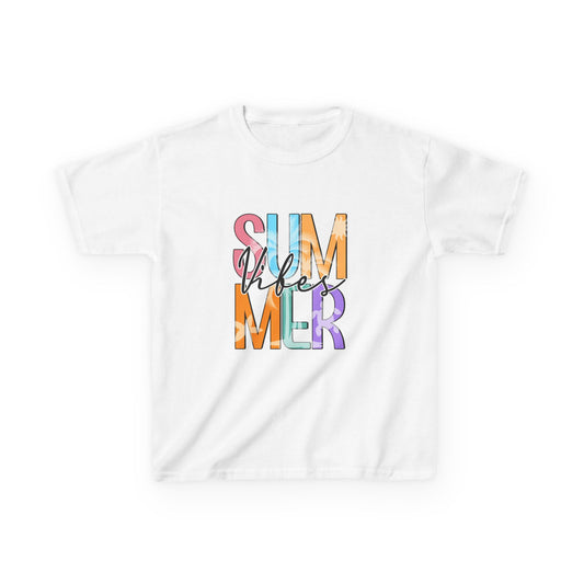 Kids 'Summer Vibes' Colorful Block Letter Tee