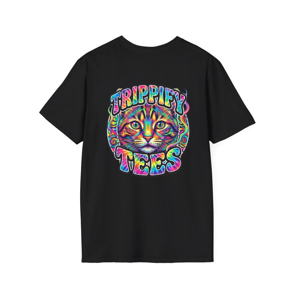 Tie Dye Cat Graphic T-Shirt — Colorful Mini Logo Tee