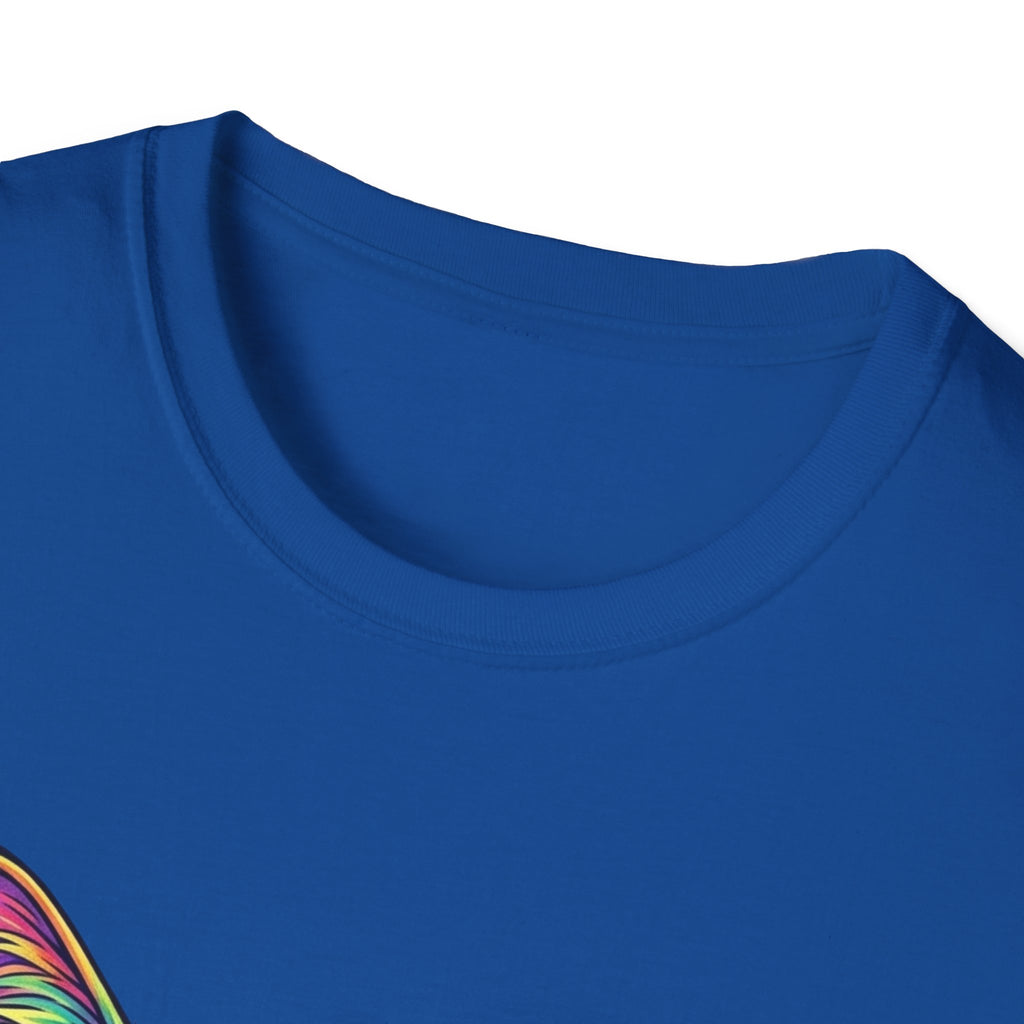 Colorful Psychedelic Cat T-Shirt — Vibrant Rainbow Cat Portrait Tee