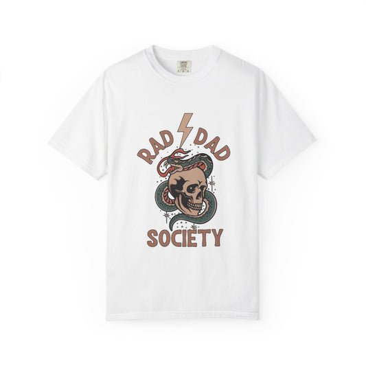 Rad Dad Society T-Shirt — Retro Skull & Snake Graphic Tee for Fathers