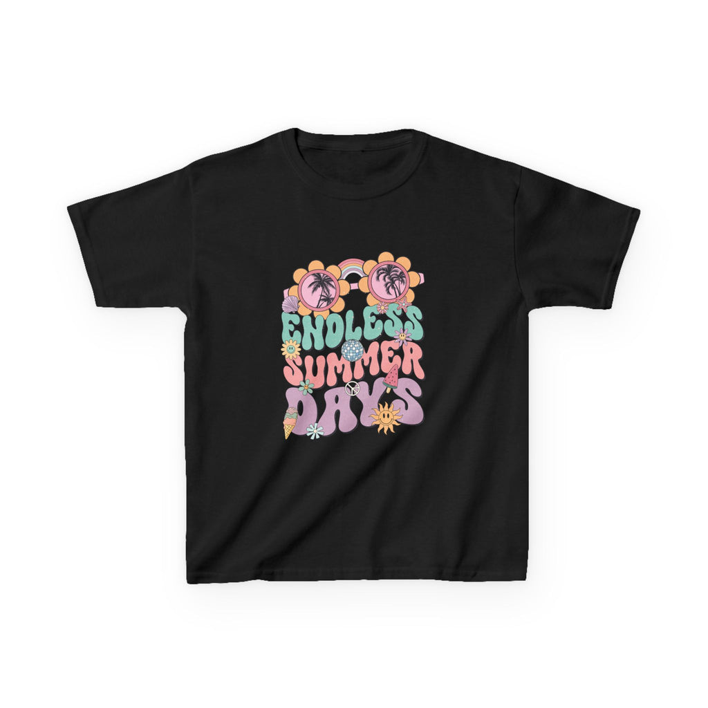 Kids Summer Tee — "Endless Summer Days" Retro Floral Sunglasses Shirt