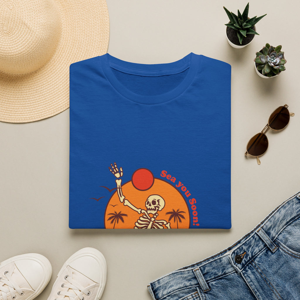 Summer Vibes Skeleton Tee — "Sea You Soon" Retro Beach T-Shirt