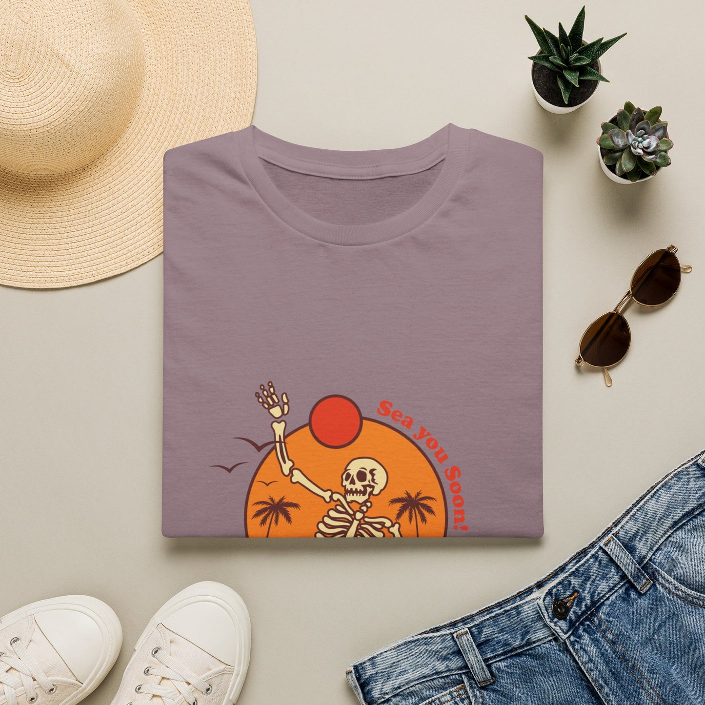 Summer Vibes Skeleton Tee — "Sea You Soon" Retro Beach T-Shirt