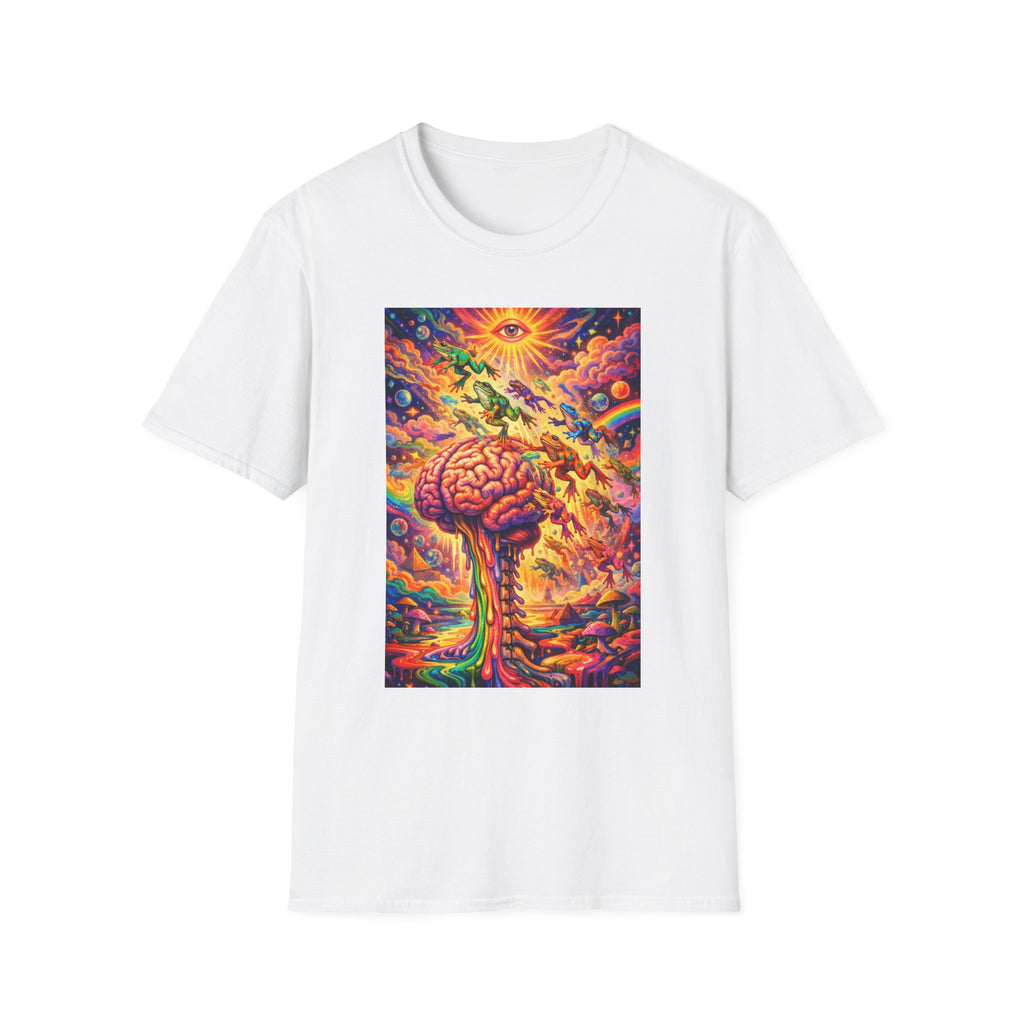Psychedelic Brain Frog T-Shirt — Trippy Rainbow Mindscape Art