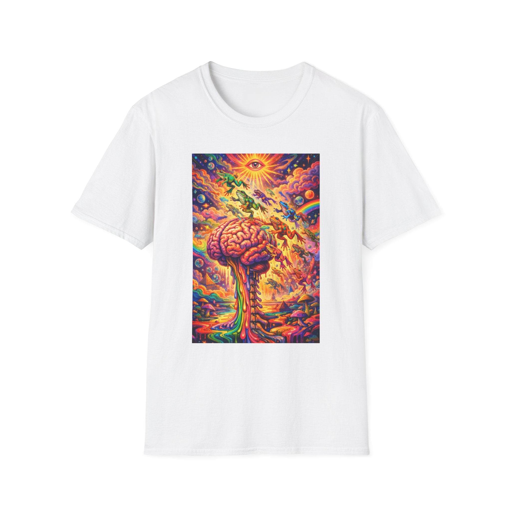 Psychedelic Brain Frog T-Shirt — Trippy Rainbow Mindscape Art