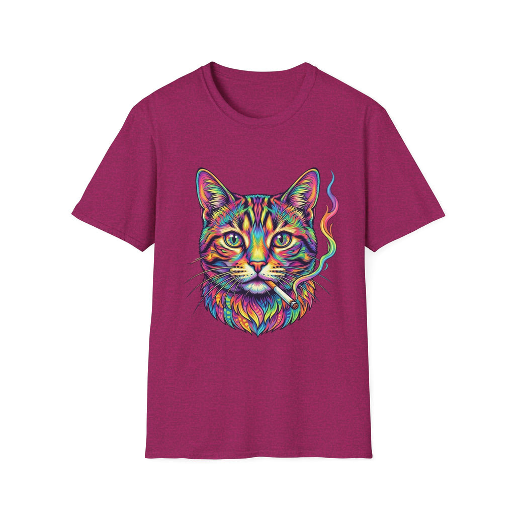 Colorful Psychedelic Cat T-Shirt — Vibrant Rainbow Cat Portrait Tee