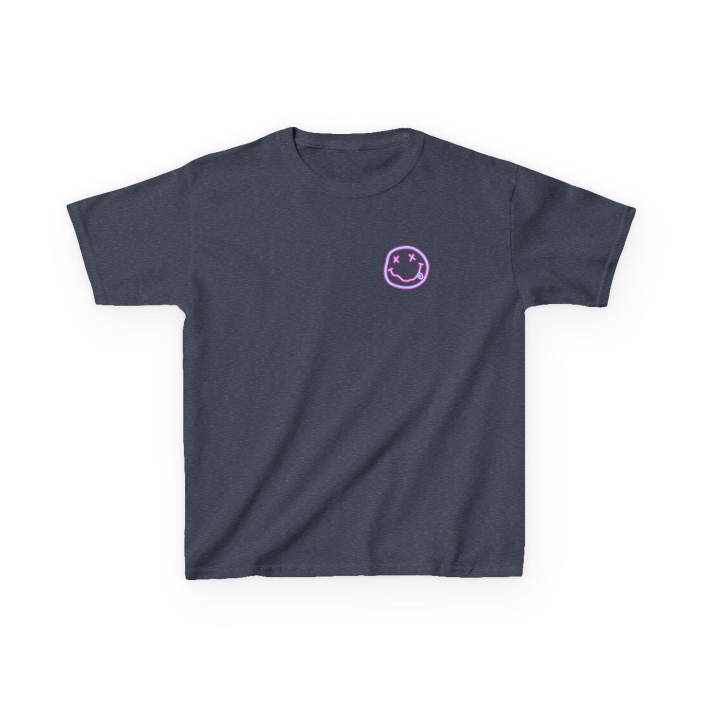 Kids Tee — Retro Pink Checker Smiley Face with Star Eyes