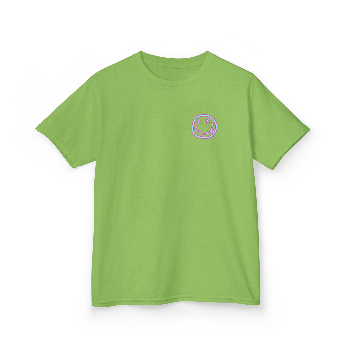 Kids Tee — Retro Pink Checker Smiley Face with Star Eyes