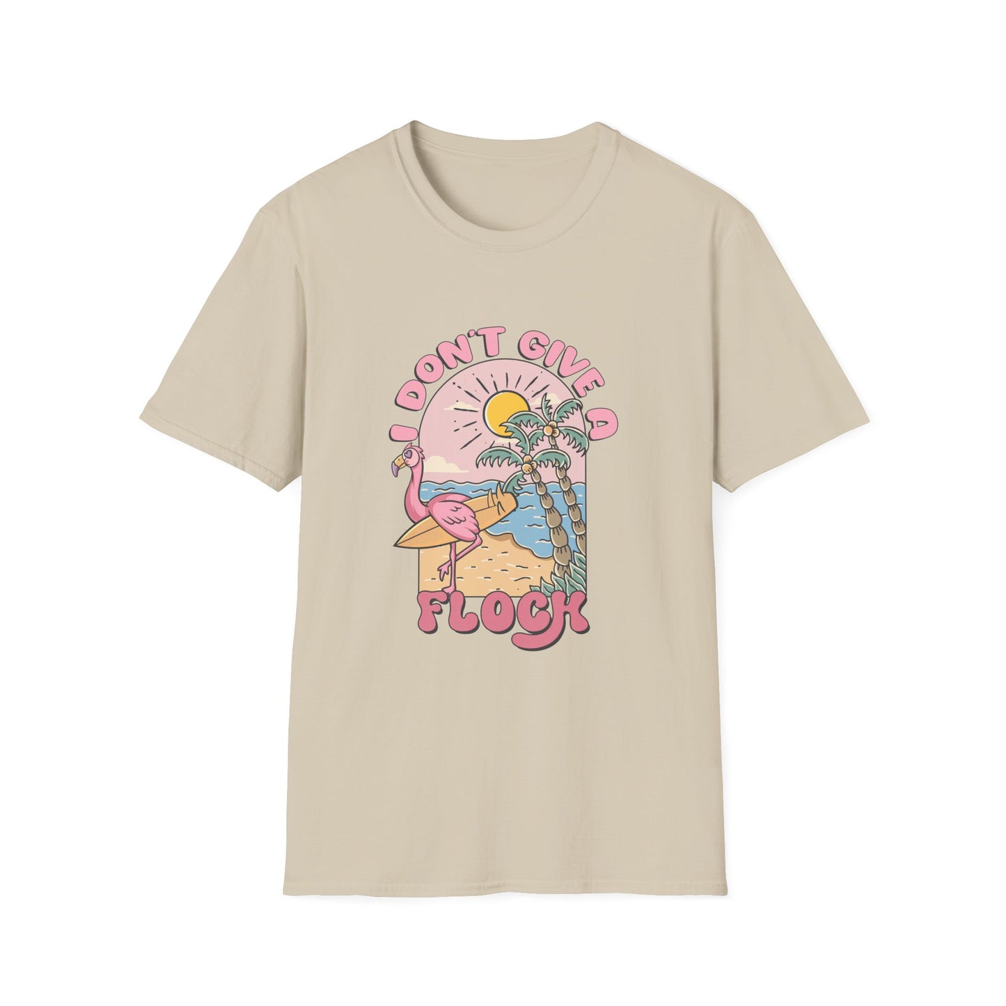 I Don't Give A Flock T-Shirt — Retro Flamingo Sunset Graphic Tee