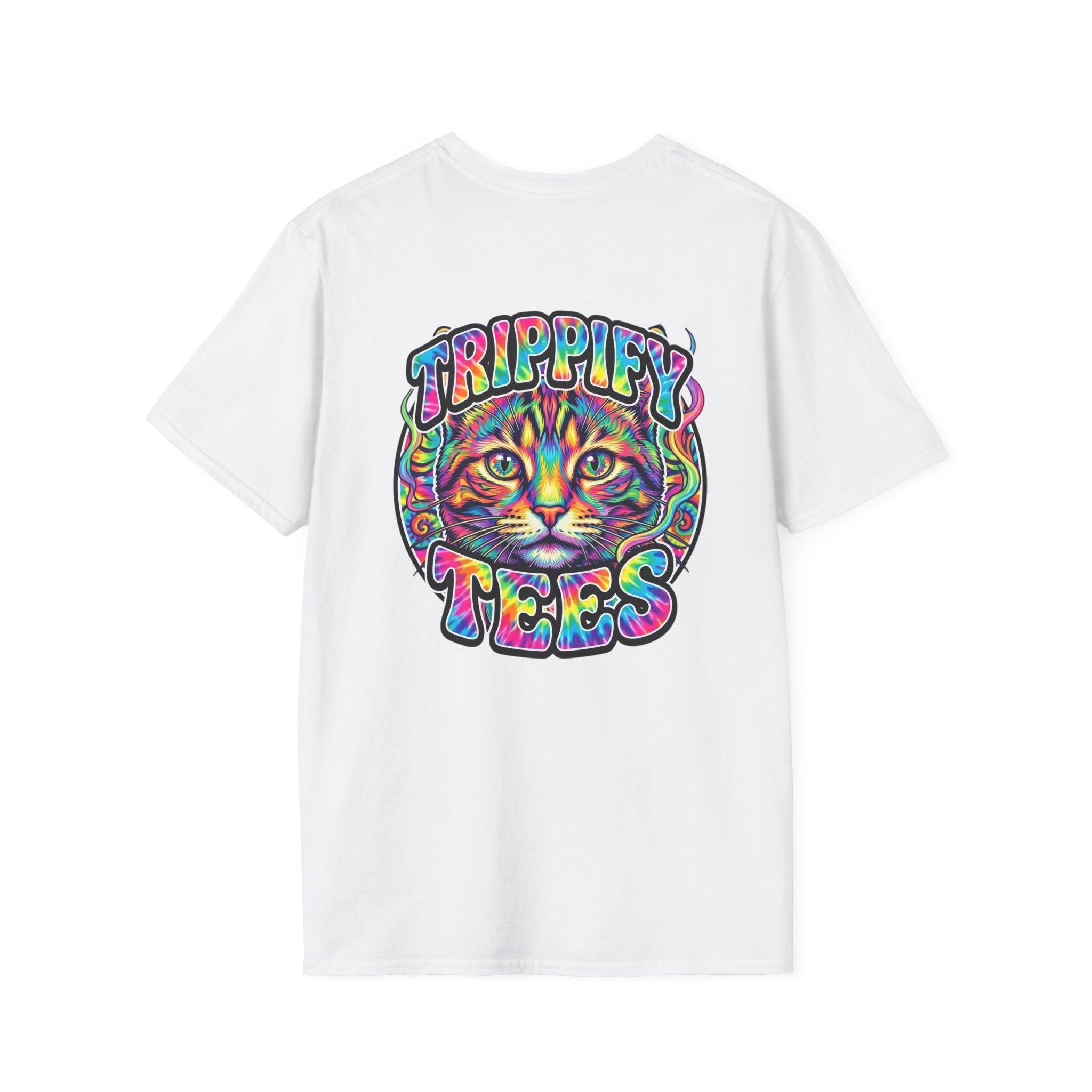 Tie Dye Cat Graphic T-Shirt — Colorful Mini Logo Tee