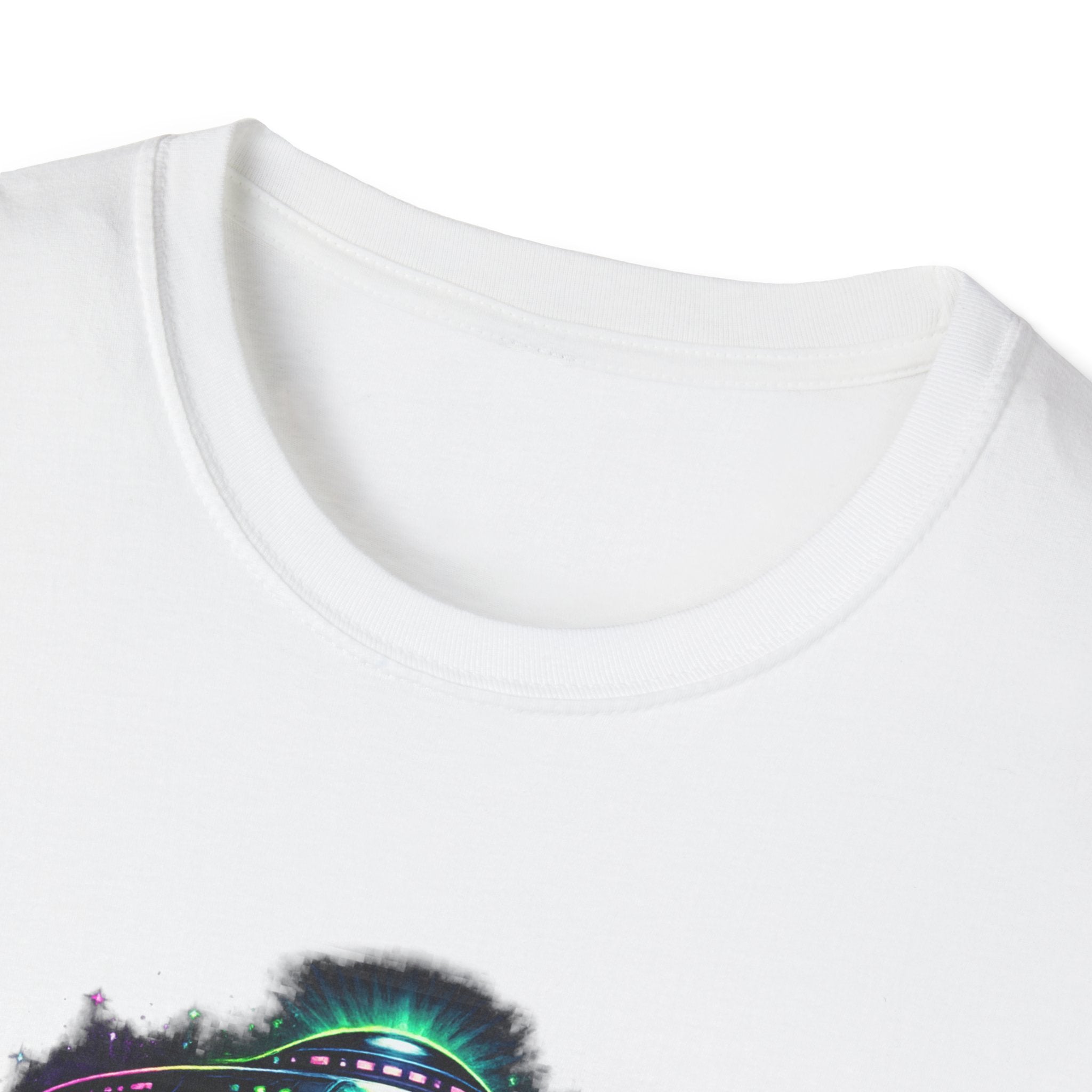 Alien Abduction Graphic Tee — Neon UFO & Alien Illustration T-Shirt