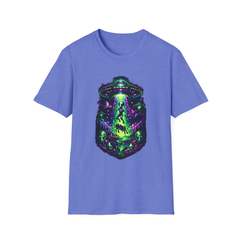 Alien Abduction Graphic Tee — Neon UFO & Alien Illustration T-Shirt