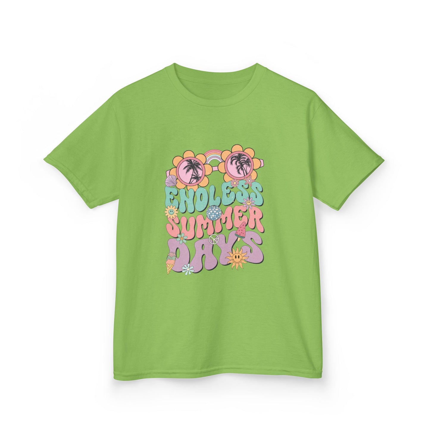 Kids Summer Tee — "Endless Summer Days" Retro Floral Sunglasses Shirt