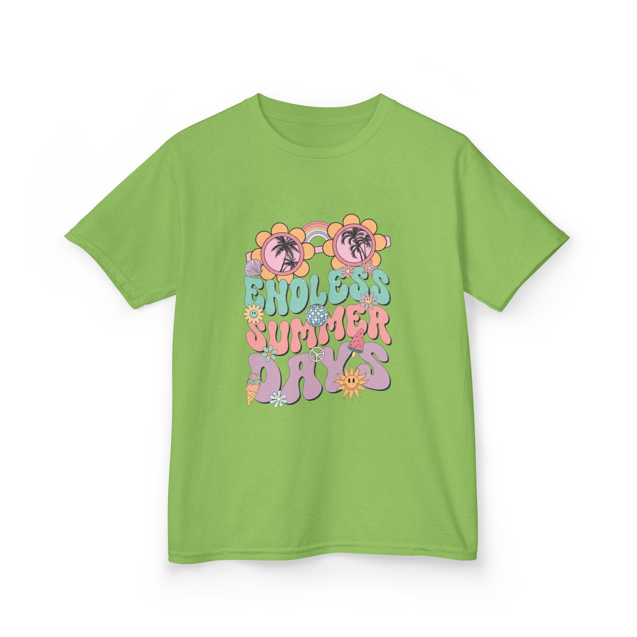 Kids Summer Tee — "Endless Summer Days" Retro Floral Sunglasses Shirt