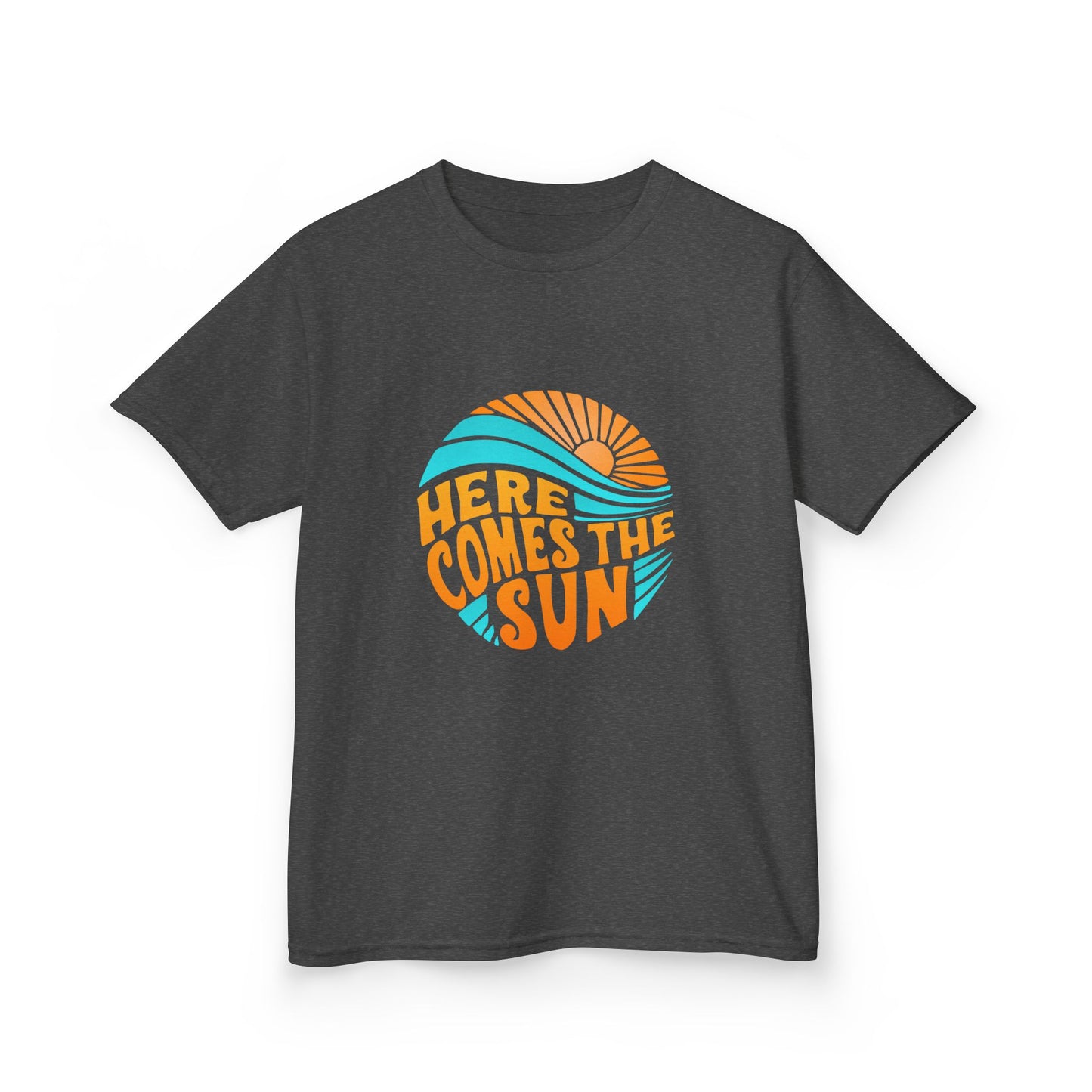 Kids T-Shirt — “Here Comes the Sun” Retro Sunshine Graphic Tee