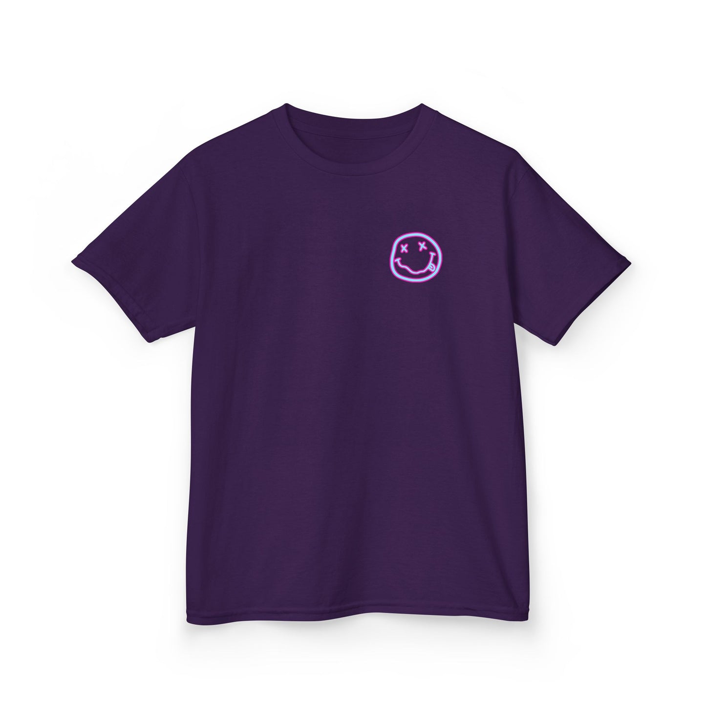 Kids Tee — Retro Pink Checker Smiley Face with Star Eyes