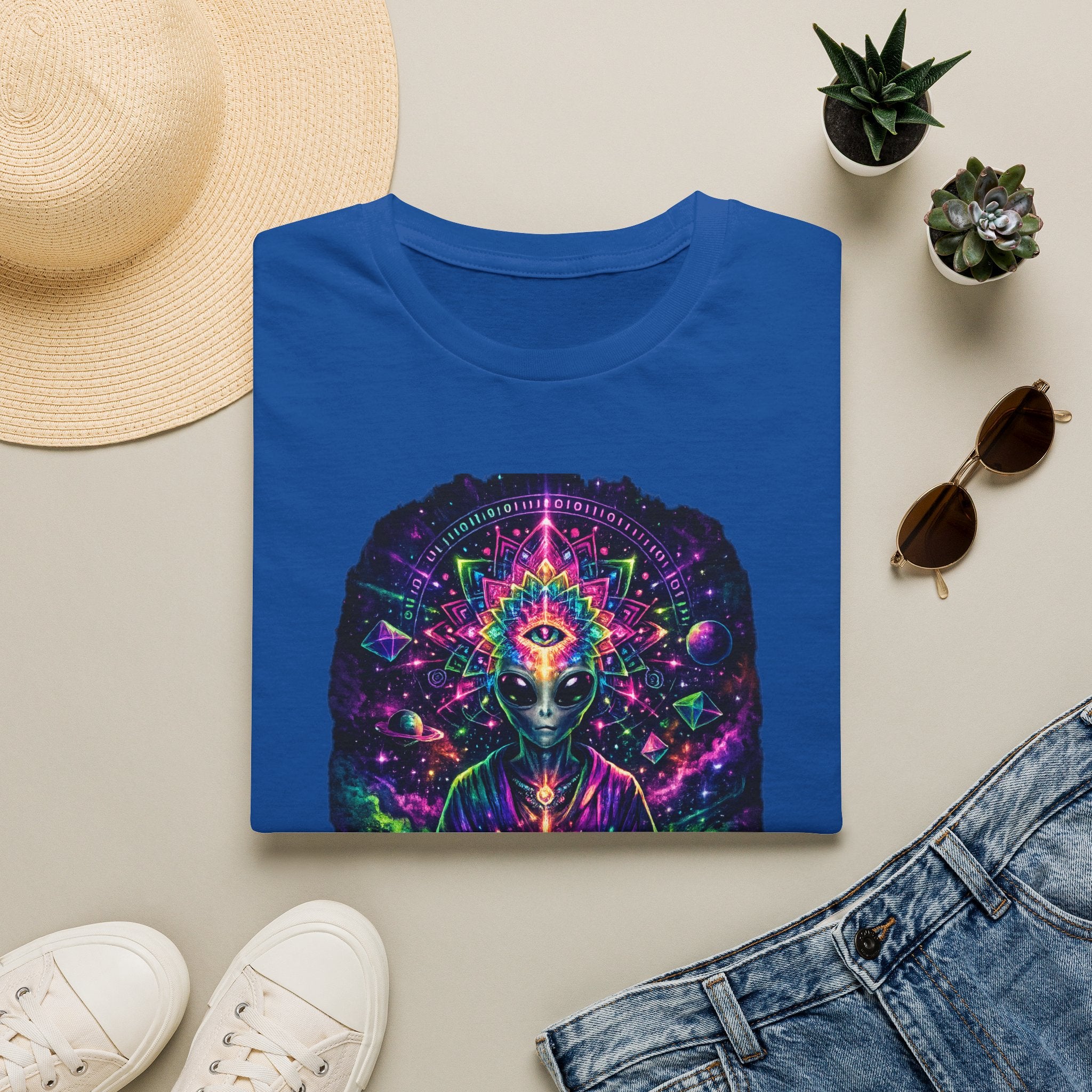 Psychedelic Third Eye Alien T-Shirt — Cosmic Meditation Graphic Tee