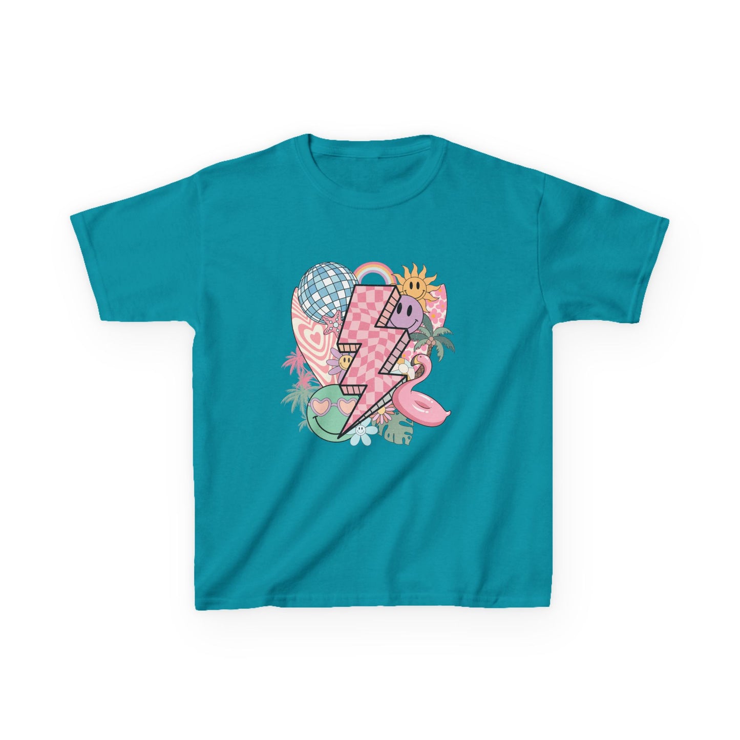Kids Lightning Heart Graphic Tee — Cute Tropical Surf Vibes