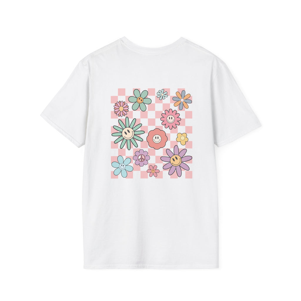 Smiley Floral Checkerboard T-Shirt