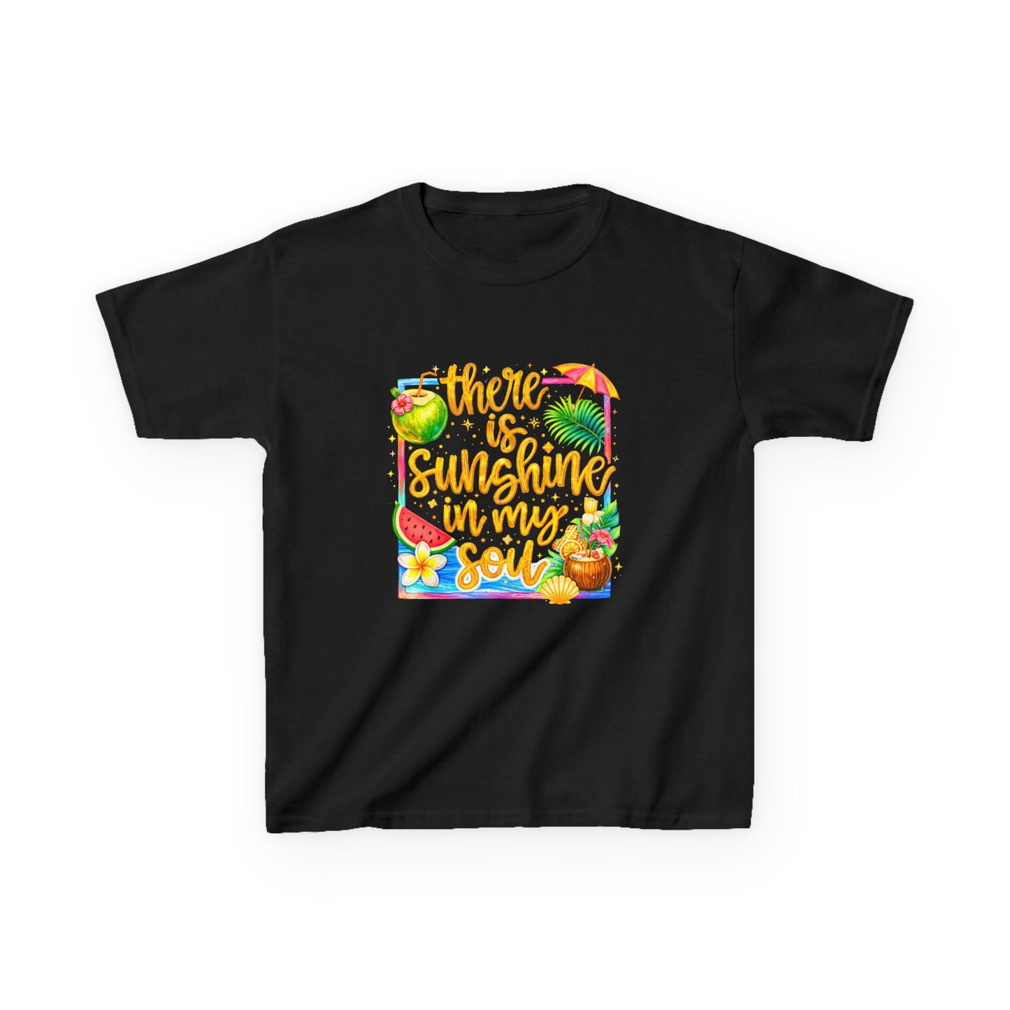 Kids T‑Shirt — "There Is Sunshine In My Soul" Tropical Sunshine Design