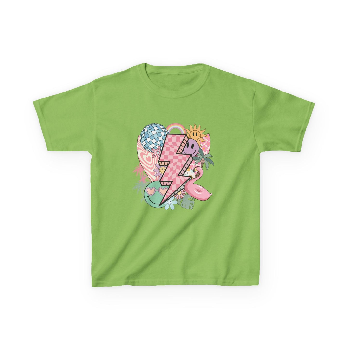 Kids Lightning Heart Graphic Tee — Cute Tropical Surf Vibes