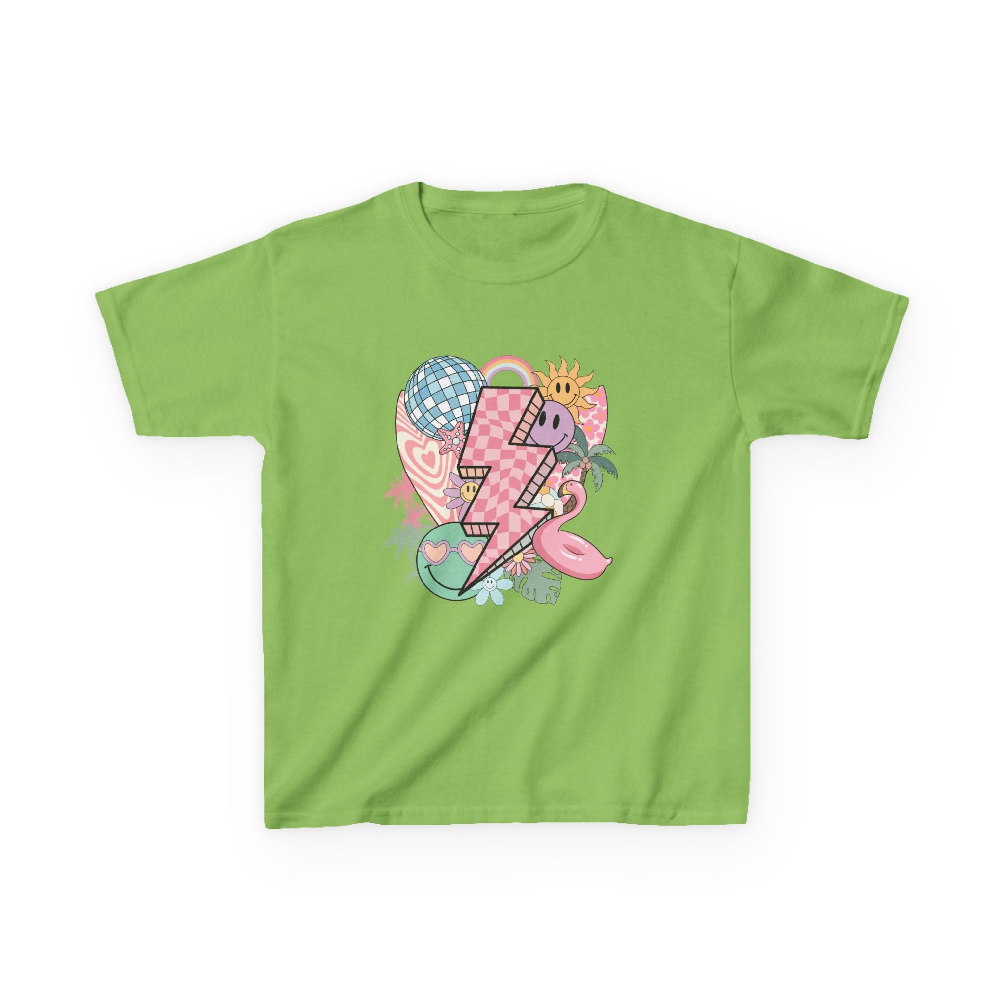 Kids Lightning Heart Graphic Tee — Cute Tropical Surf Vibes