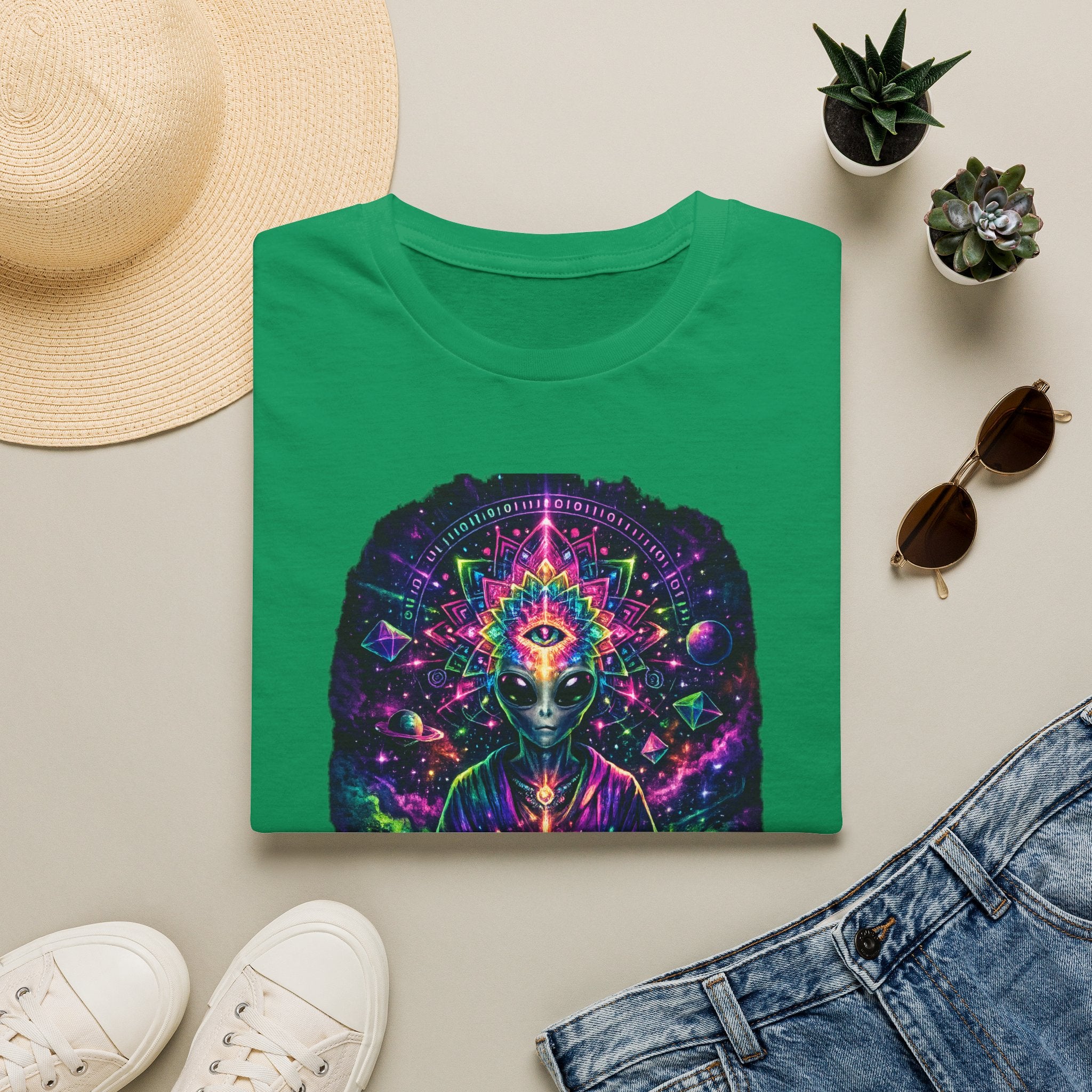 Psychedelic Third Eye Alien T-Shirt — Cosmic Meditation Graphic Tee