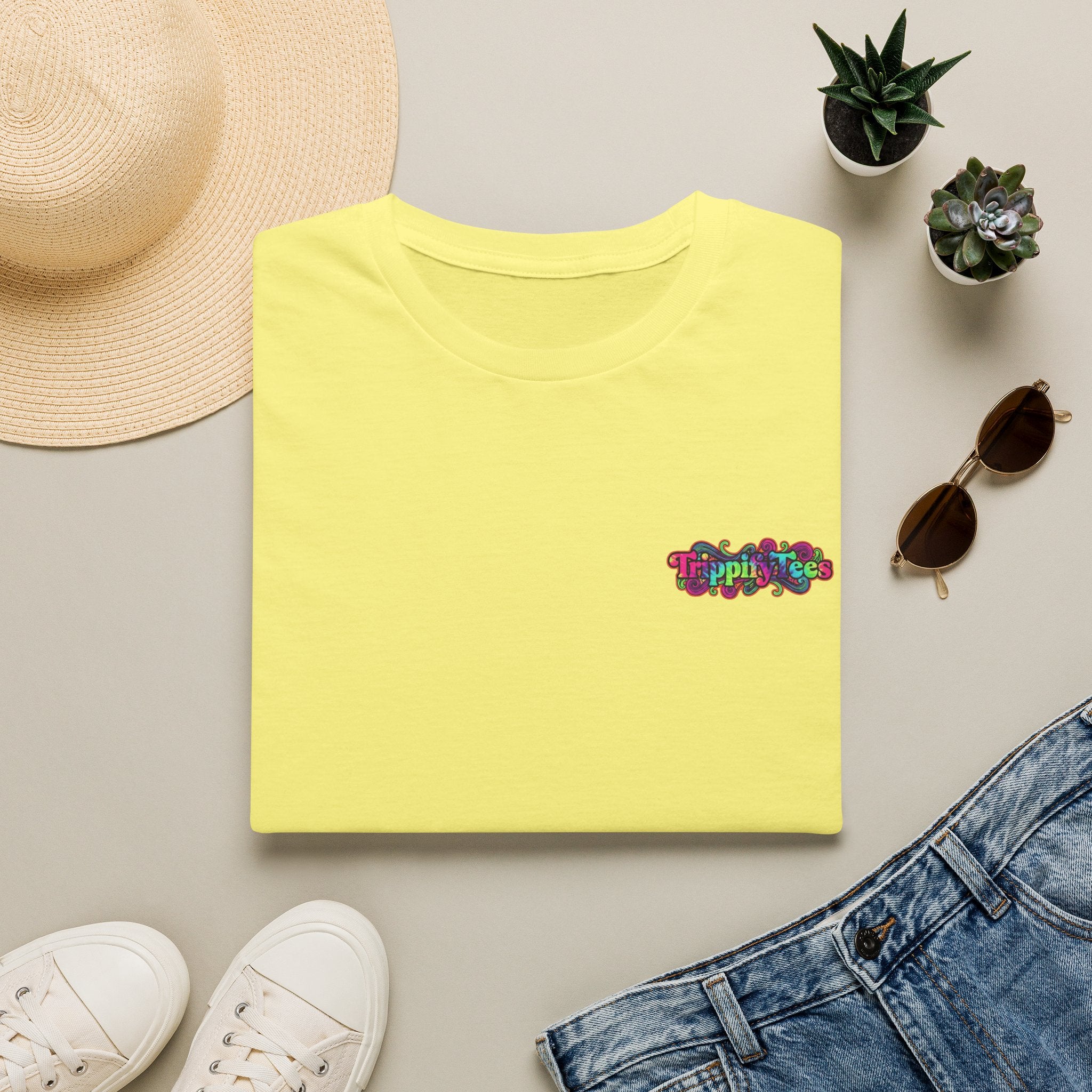 Tie Dye Cat Graphic T-Shirt — Colorful Mini Logo Tee