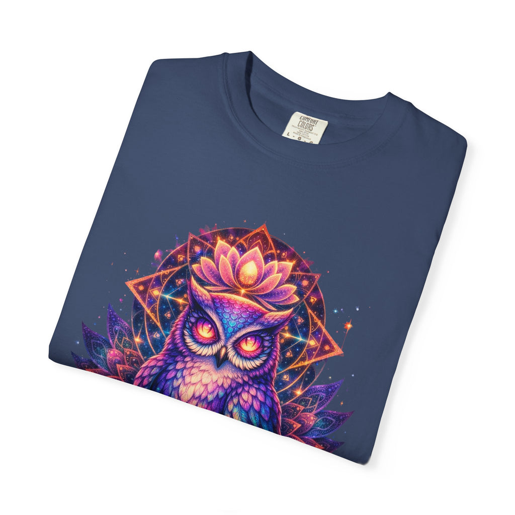 Mystic Owl Graphic T-Shirt — Colorful Boho Owl Art Tee