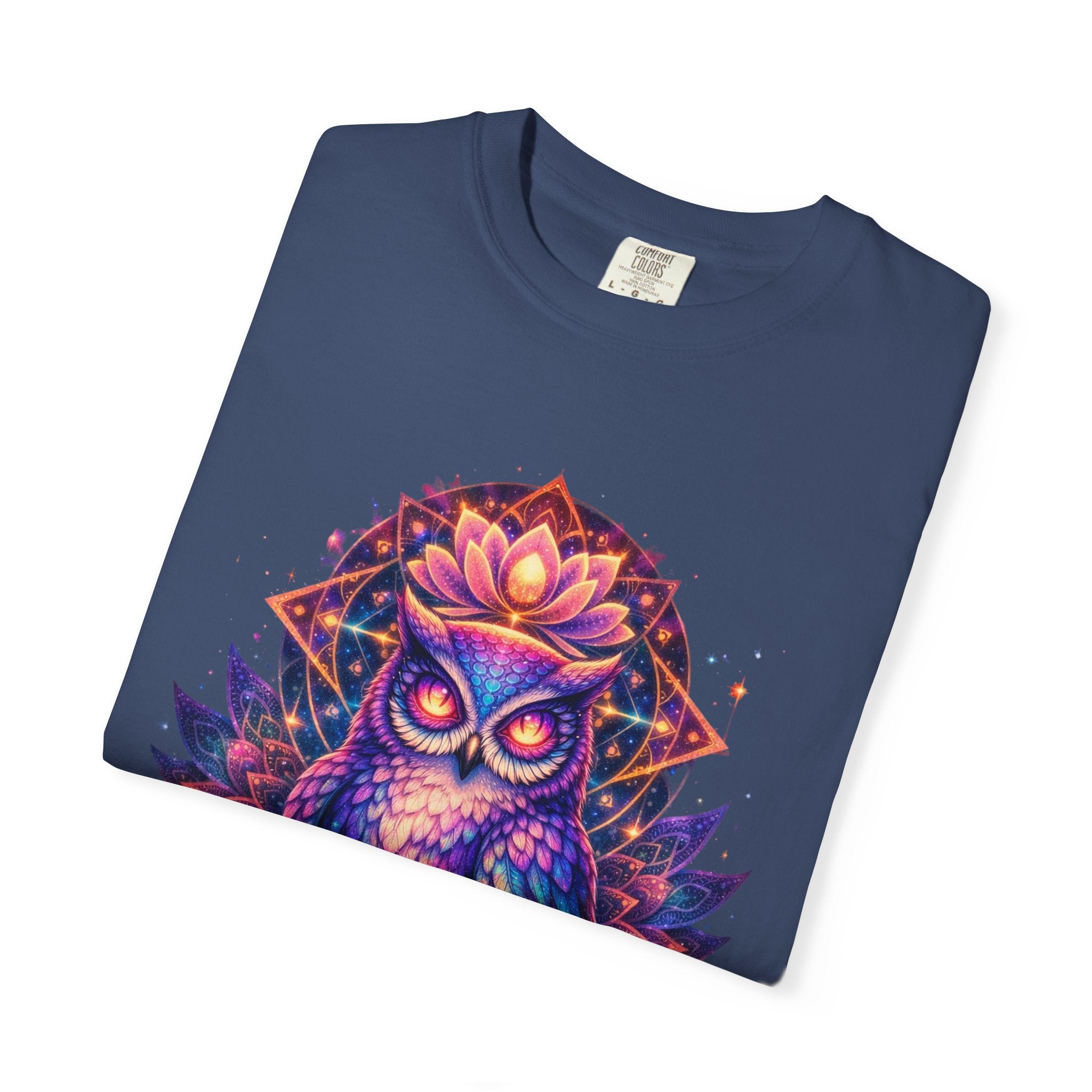 Mystic Owl Graphic T-Shirt — Colorful Boho Owl Art Tee