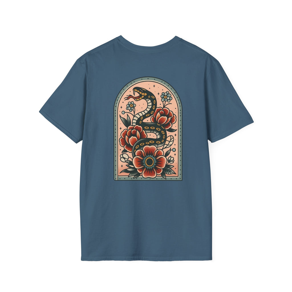 Vintage Snake & Floral Tattoo T-Shirt