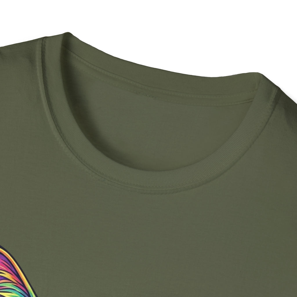 Colorful Psychedelic Cat T-Shirt — Vibrant Rainbow Cat Portrait Tee