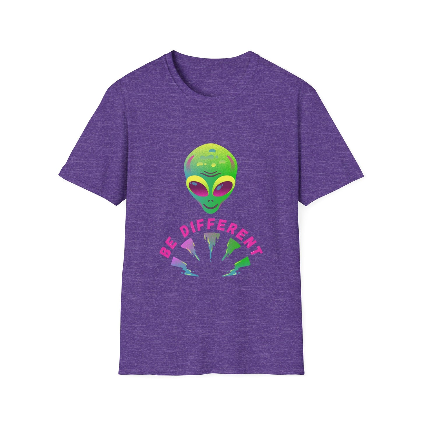 Alien "Be Different" T-Shirt — Colorful Retro UFO Graphic Tee