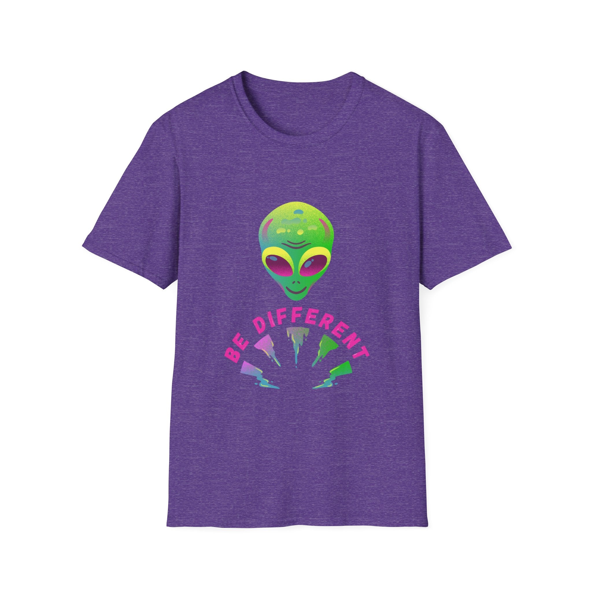 Alien "Be Different" T-Shirt — Colorful Retro UFO Graphic Tee
