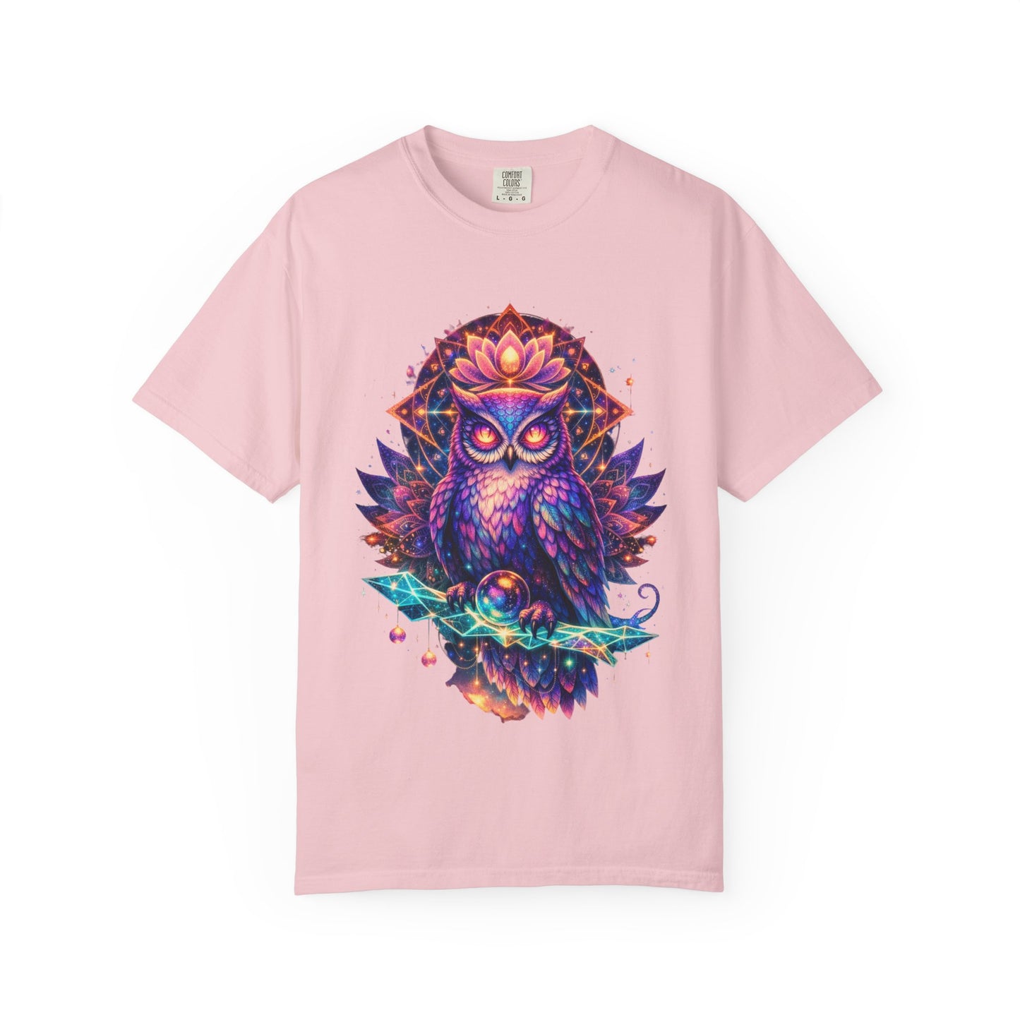 Mystic Owl Graphic T-Shirt — Colorful Boho Owl Art Tee