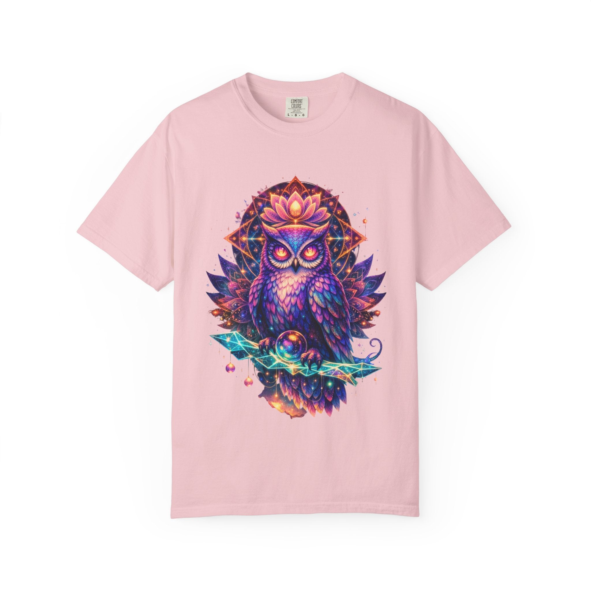 Mystic Owl Graphic T-Shirt — Colorful Boho Owl Art Tee
