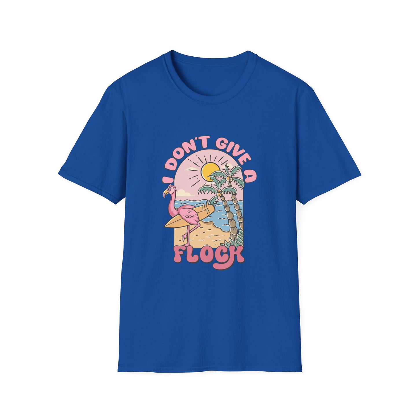 I Don't Give A Flock T-Shirt — Retro Flamingo Sunset Graphic Tee