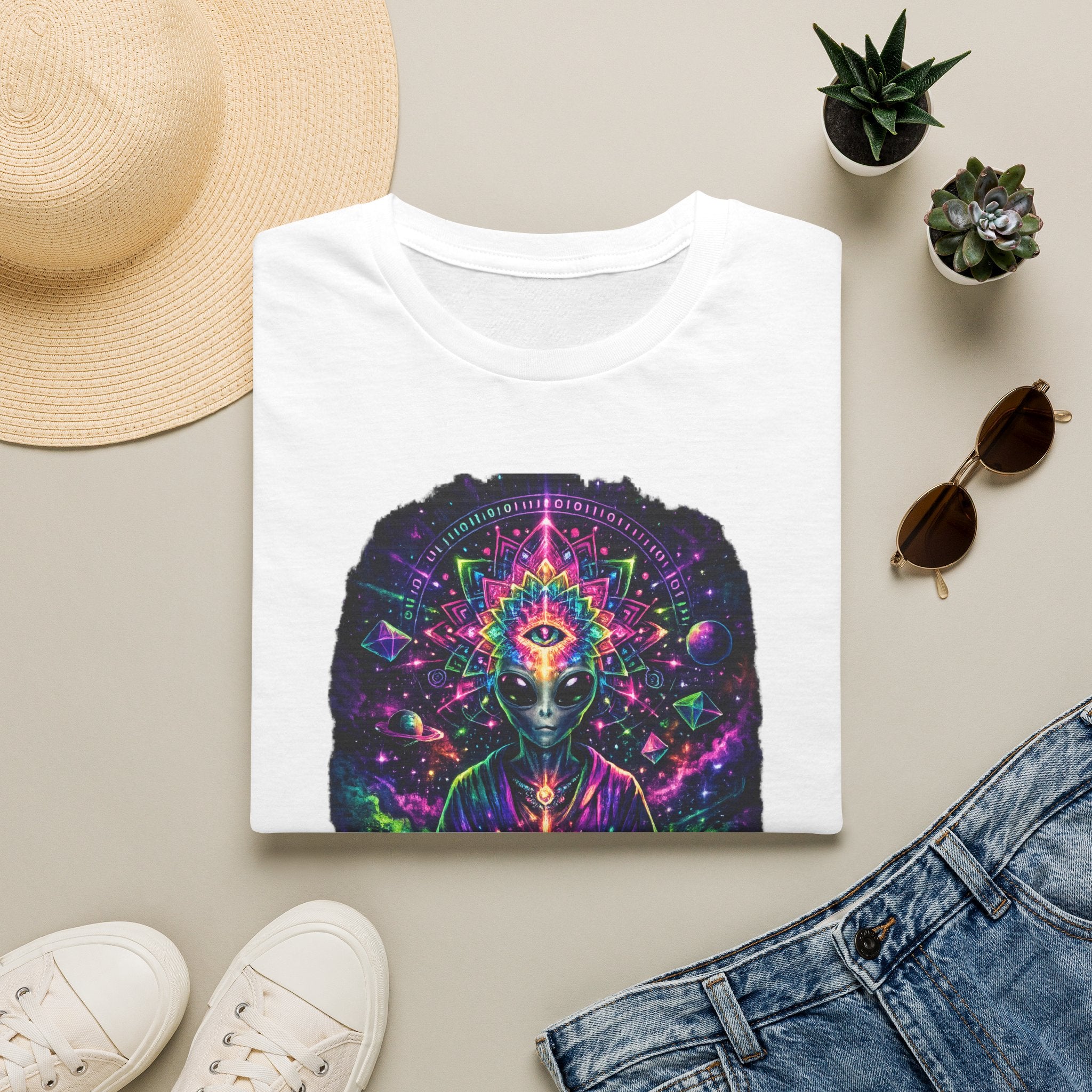 Psychedelic Third Eye Alien T-Shirt — Cosmic Meditation Graphic Tee