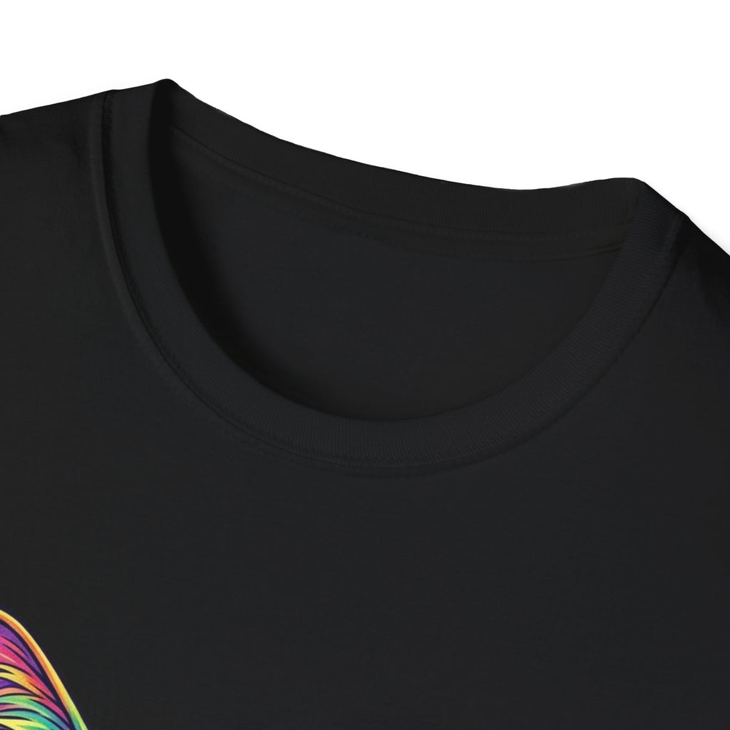 Colorful Psychedelic Cat T-Shirt — Vibrant Rainbow Cat Portrait Tee