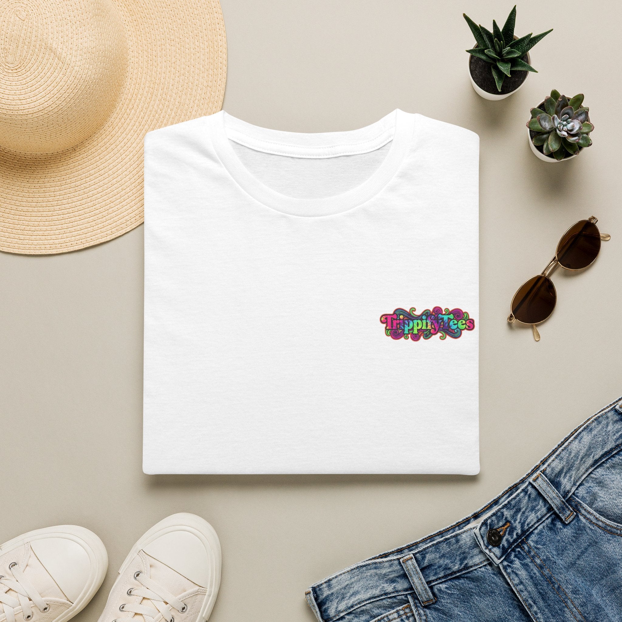 Tie Dye Cat Graphic T-Shirt — Colorful Mini Logo Tee