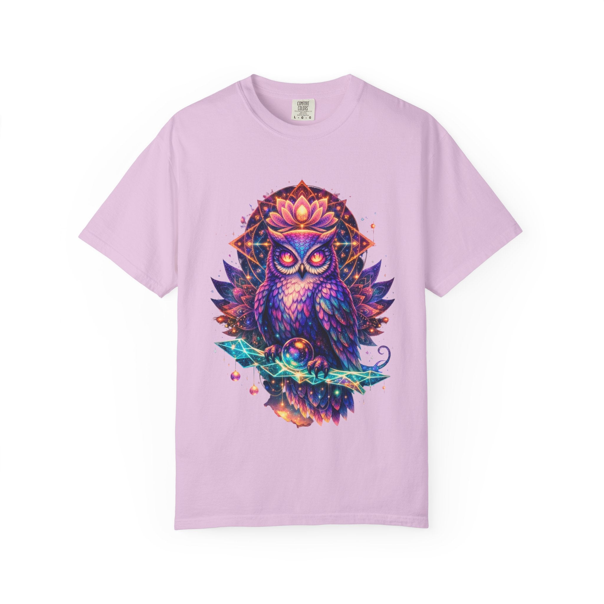Mystic Owl Graphic T-Shirt — Colorful Boho Owl Art Tee