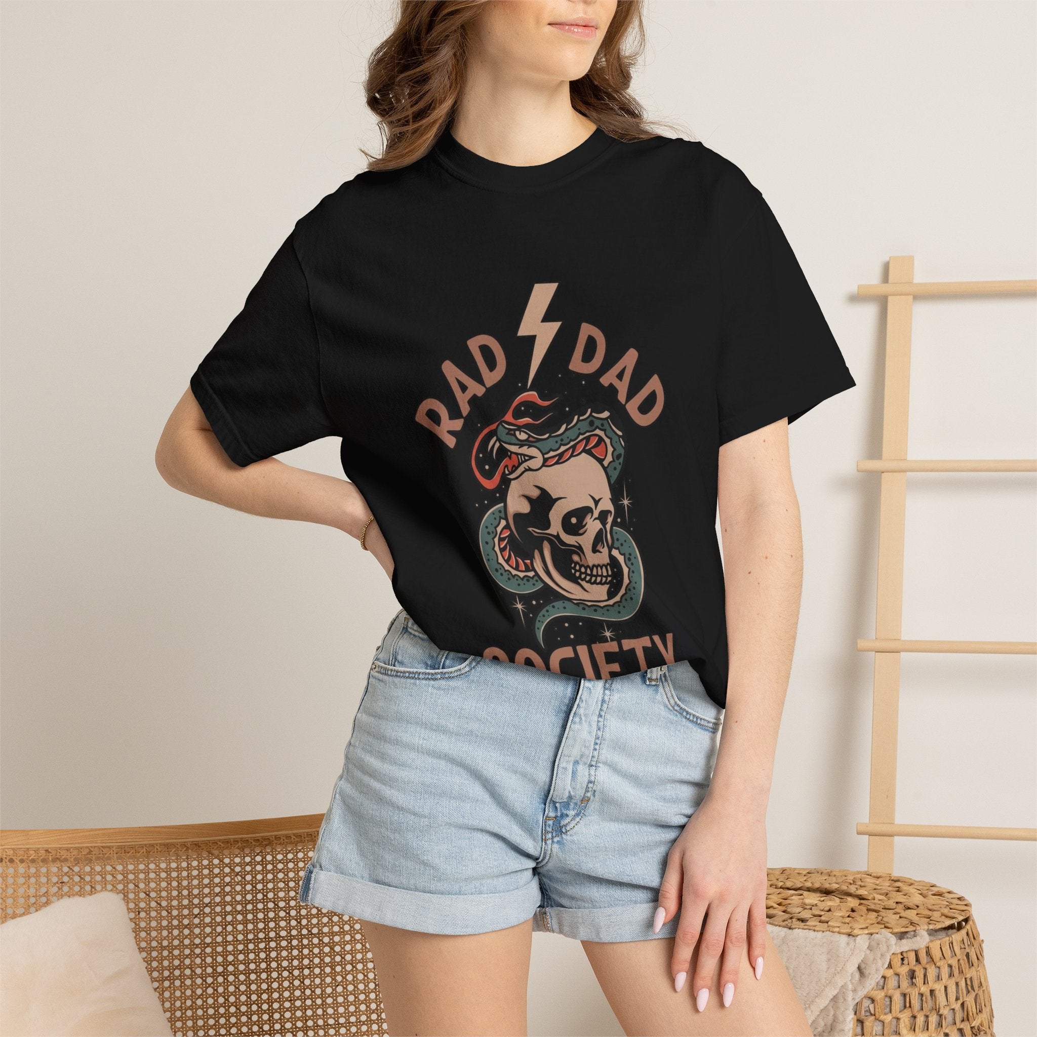 Rad Dad Society T-Shirt — Retro Skull & Snake Graphic Tee for Fathers