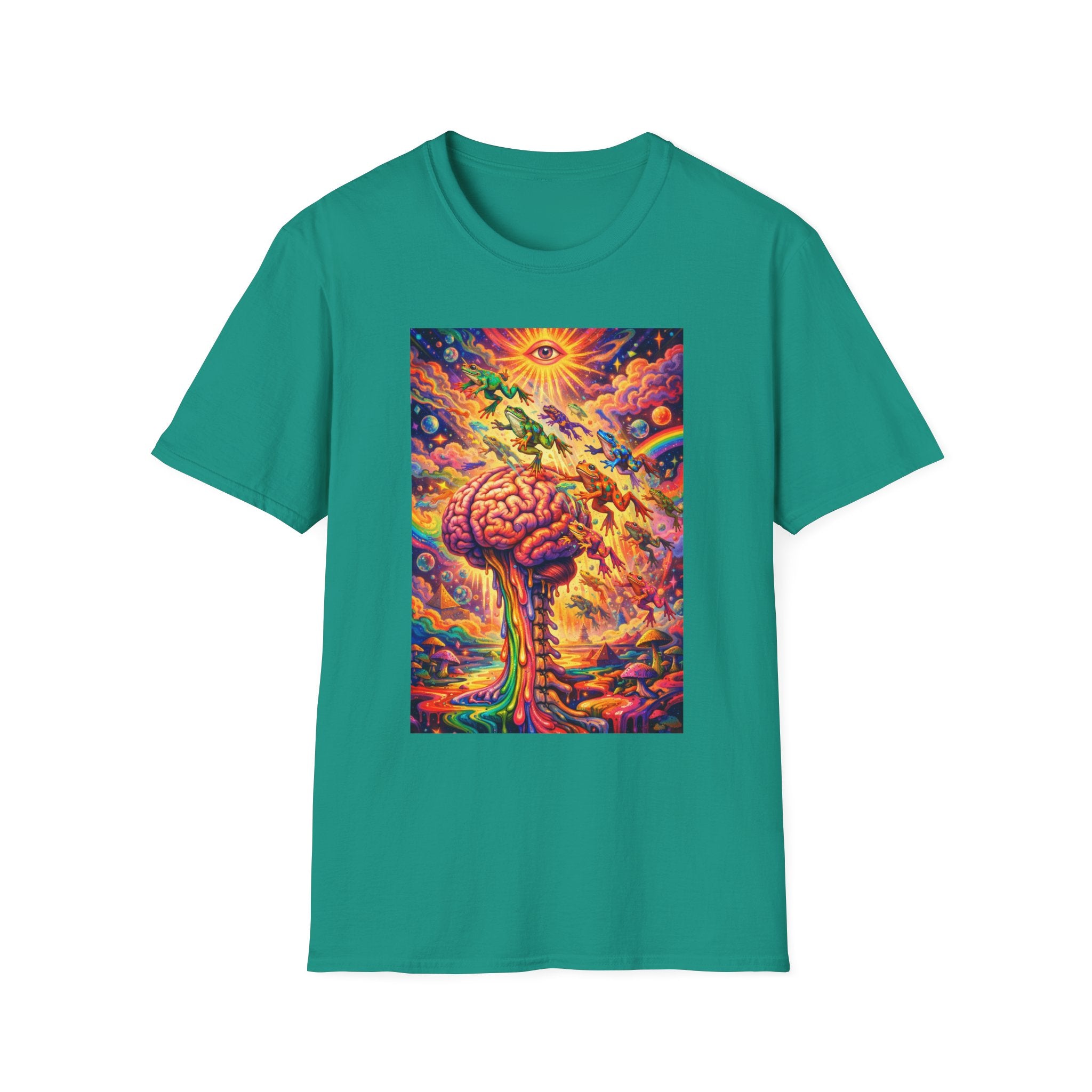 Psychedelic Brain Frog T-Shirt — Trippy Rainbow Mindscape Art