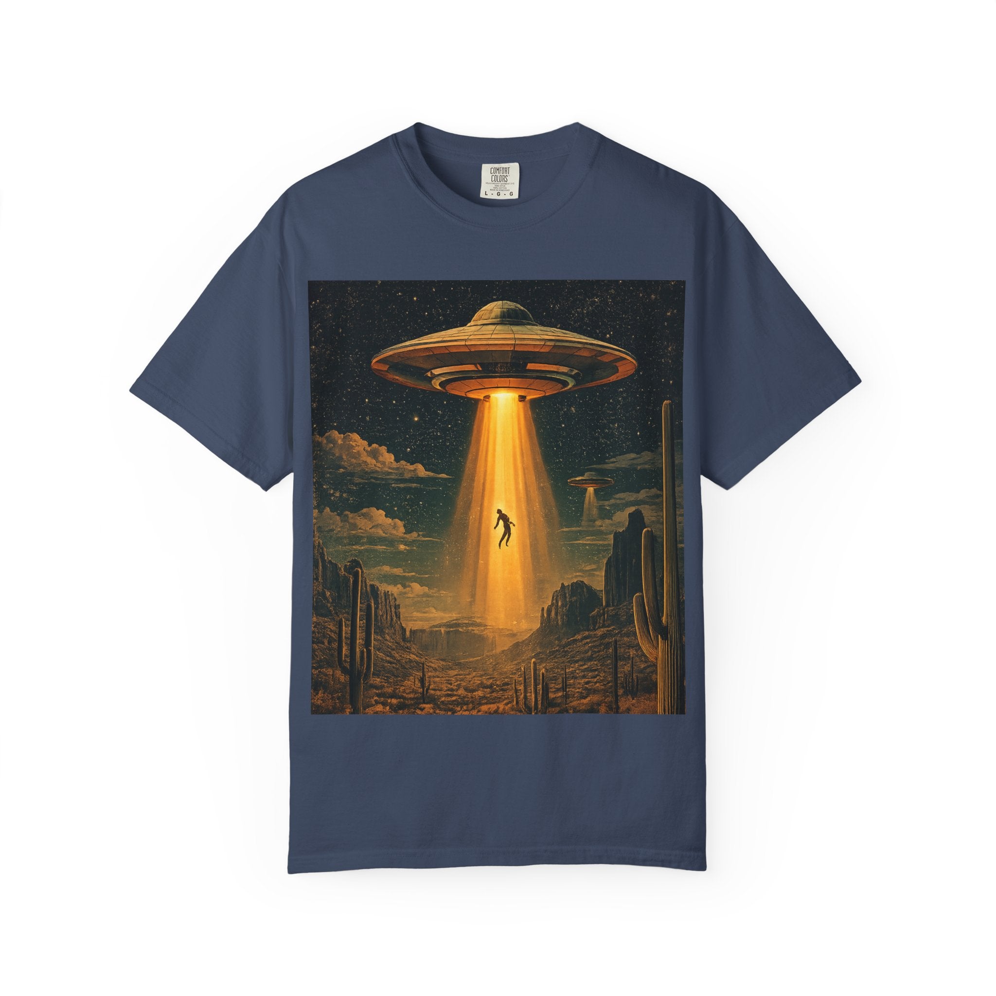 Alien Abduction Graphic T-Shirt — Vintage UFO Beam Design