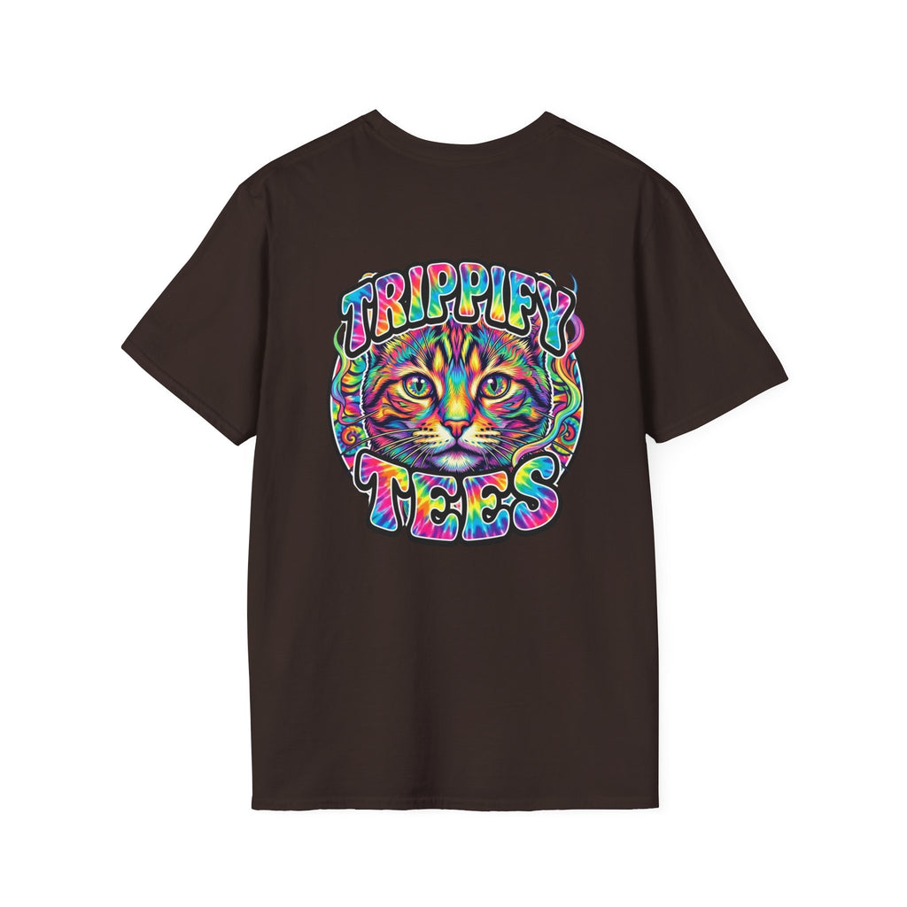 Tie Dye Cat Graphic T-Shirt — Colorful Mini Logo Tee