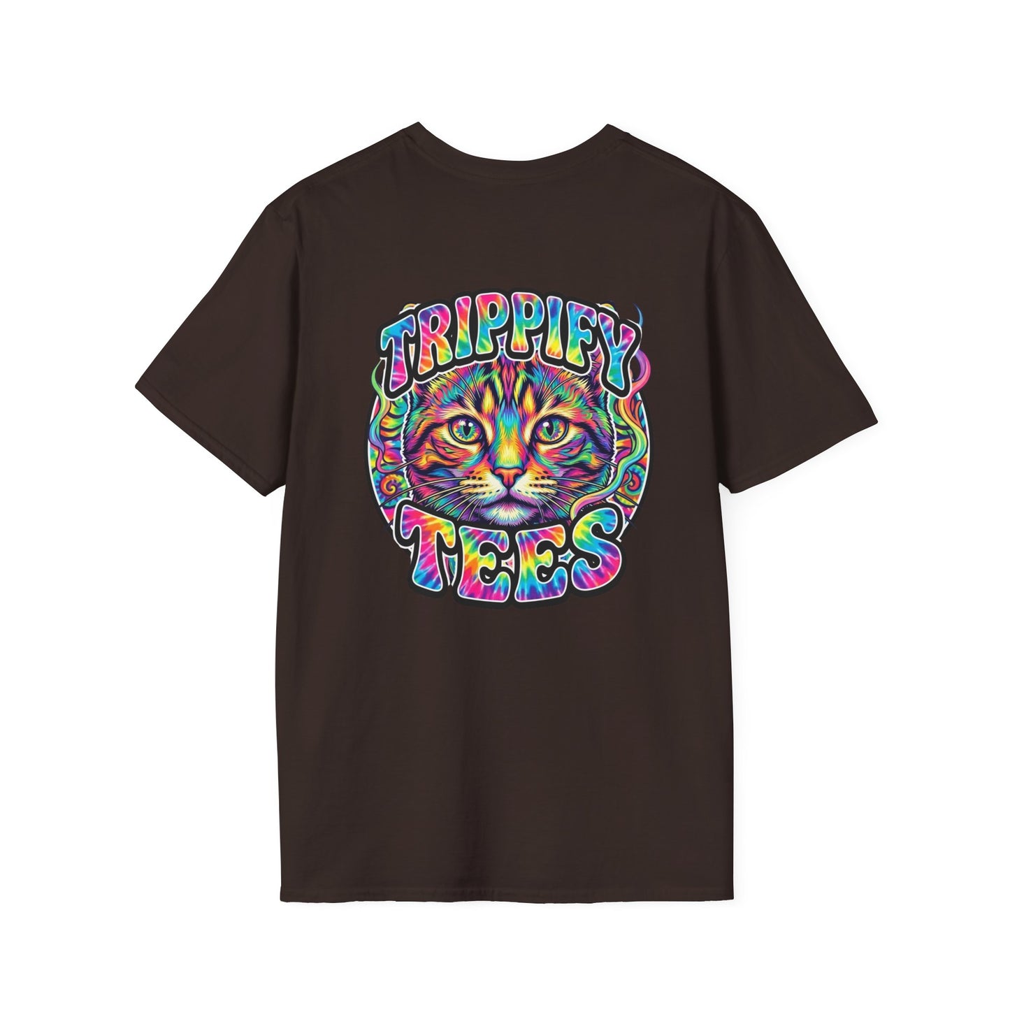 Tie Dye Cat Graphic T-Shirt — Colorful Mini Logo Tee