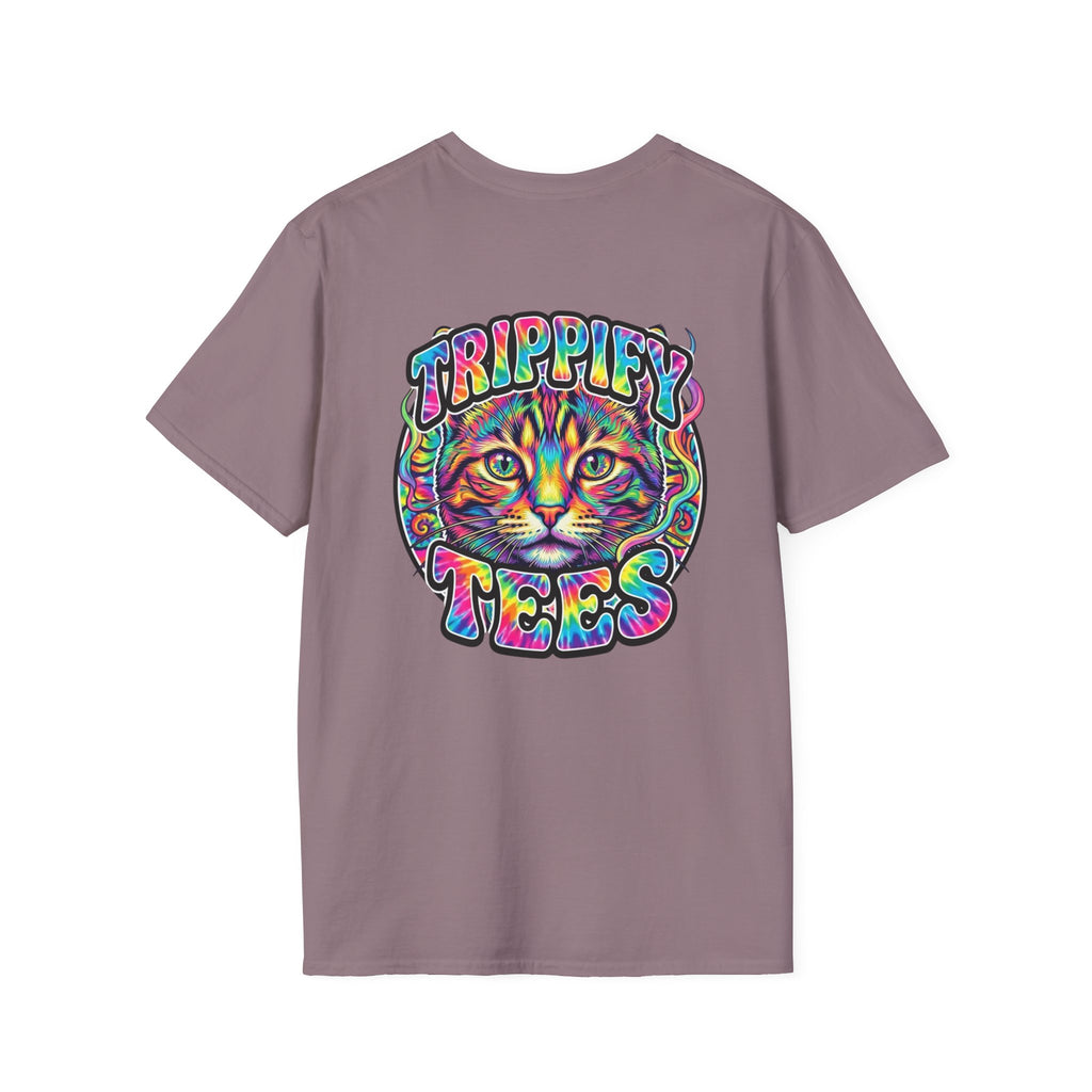 Tie Dye Cat Graphic T-Shirt — Colorful Mini Logo Tee