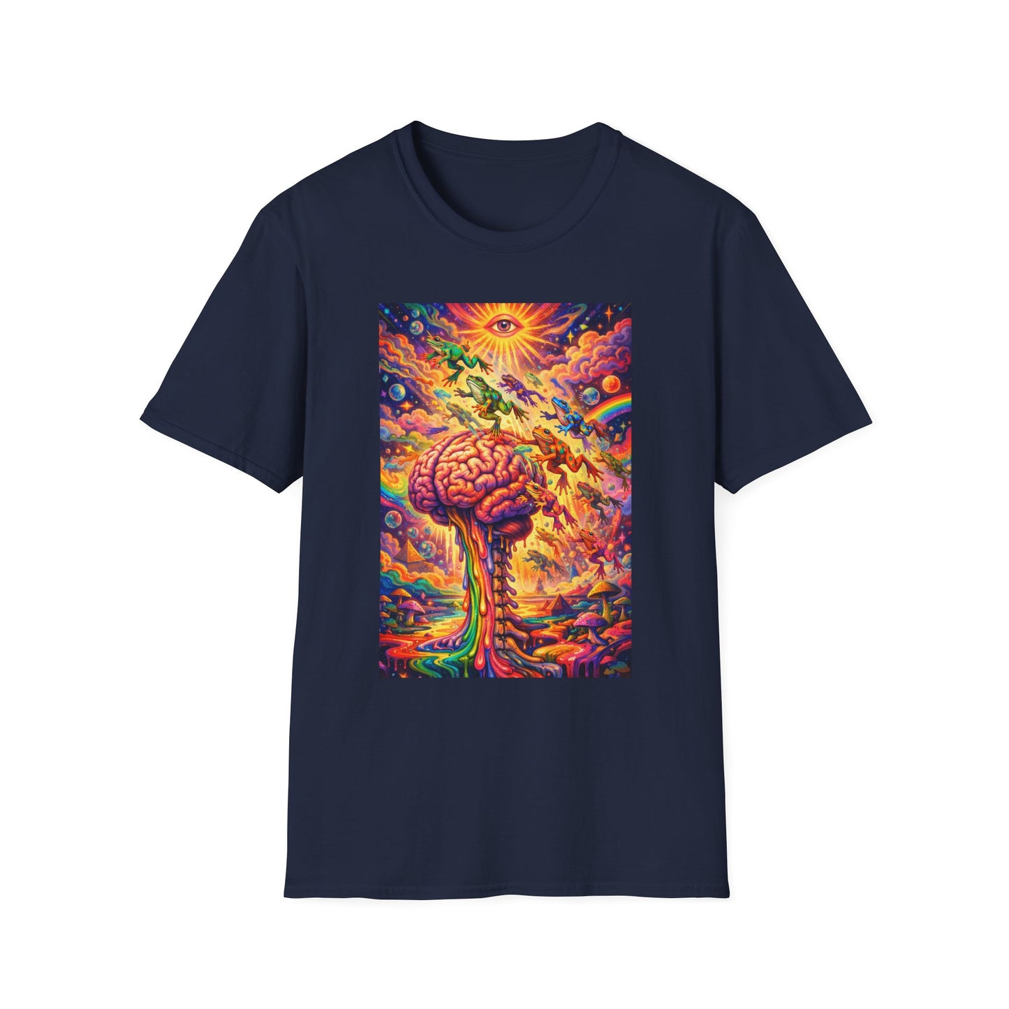 Psychedelic Brain Frog T-Shirt — Trippy Rainbow Mindscape Art