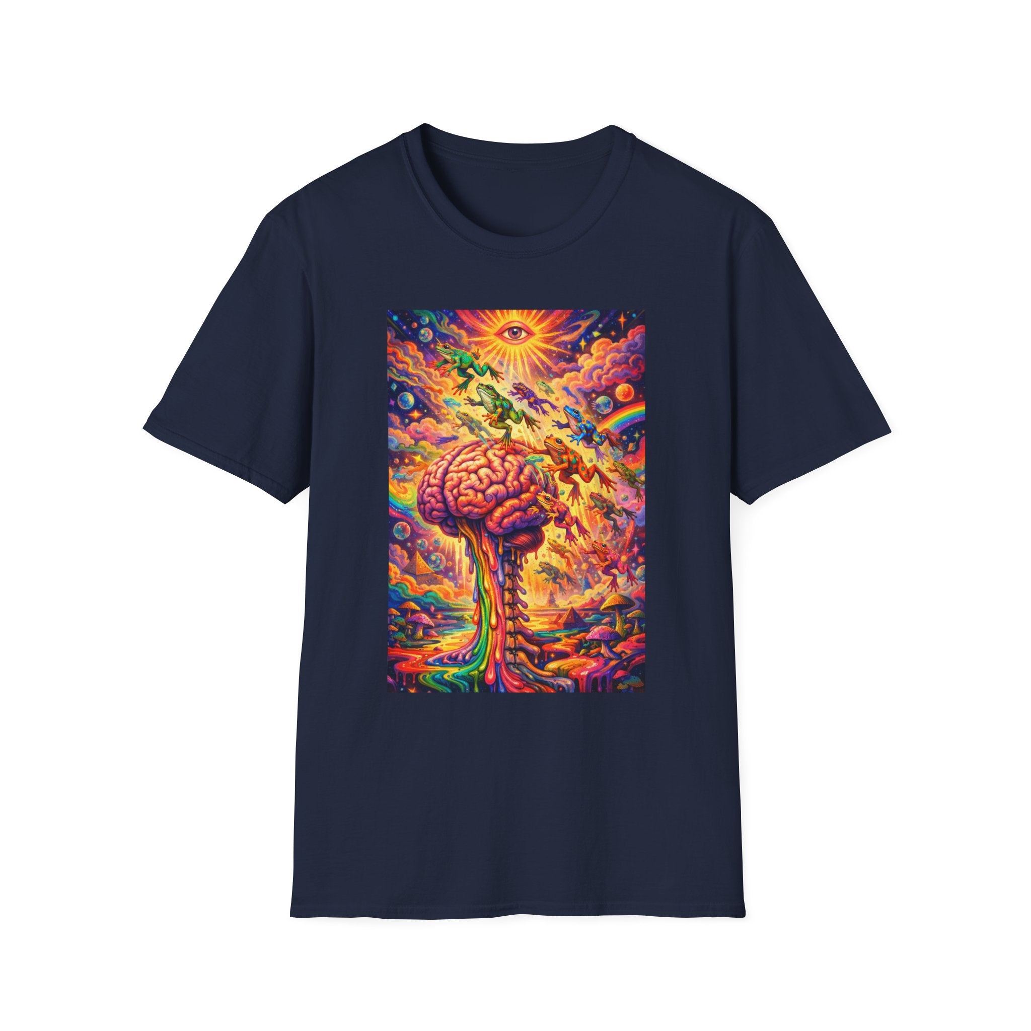 Psychedelic Brain Frog T-Shirt — Trippy Rainbow Mindscape Art